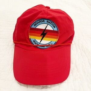 Aviator Nation Hat Cap Snap Back Red Rock And Roll Sunset Lightning Logo